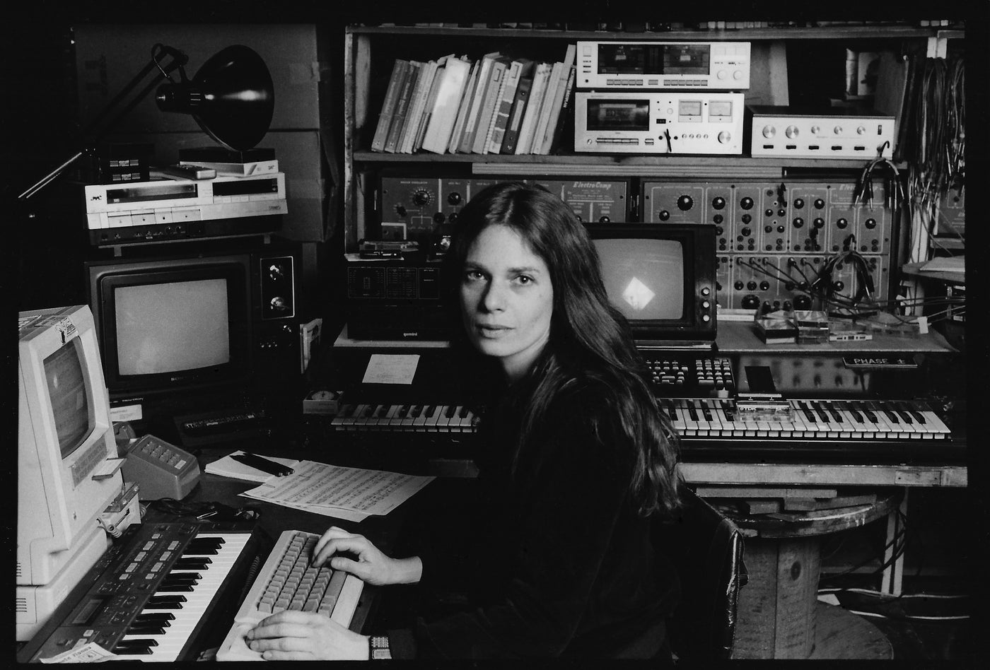 Laurie Spiegel in 1990, photograph by Marilyn McLaren