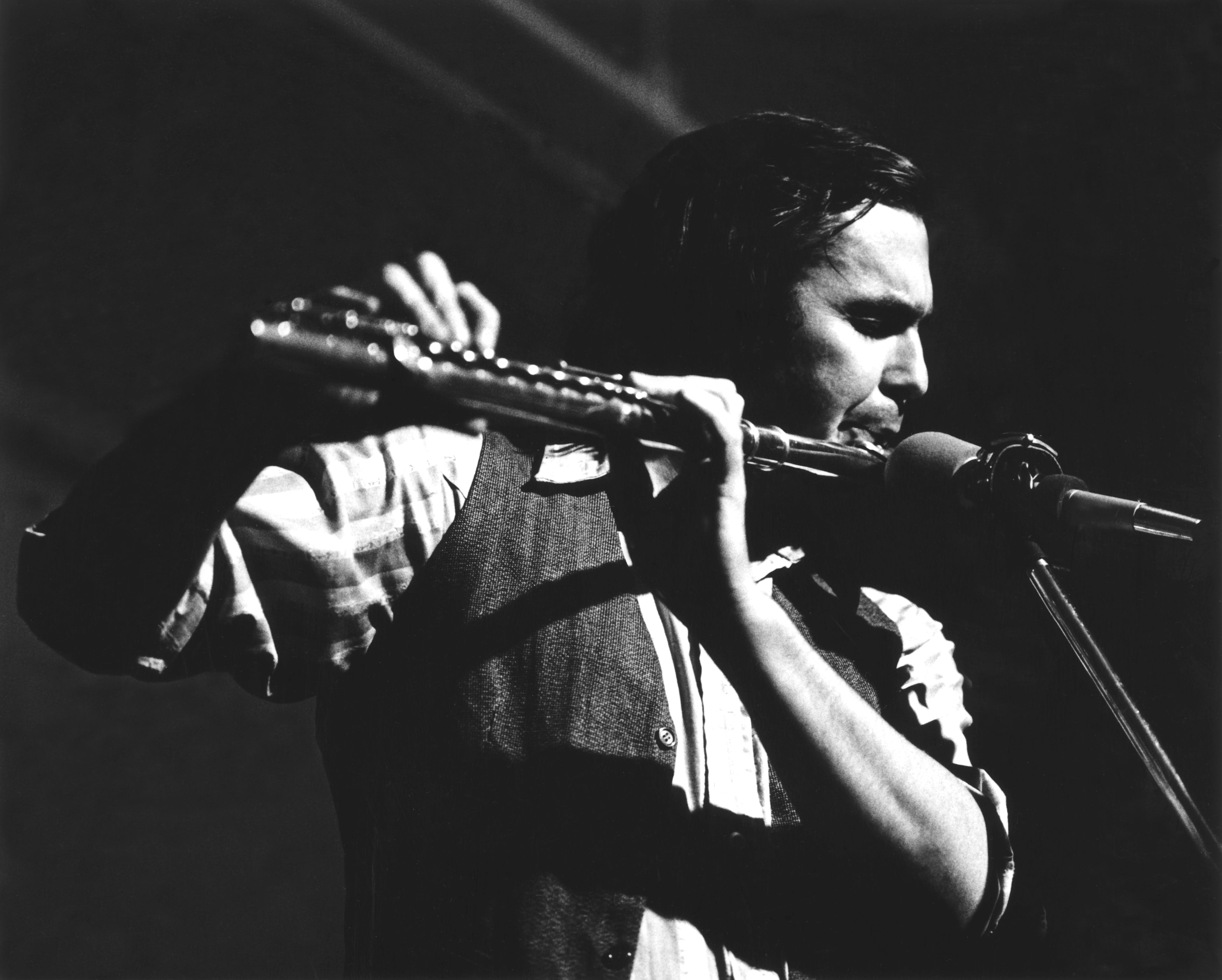 Dickie Landry playing alto flute, photograph by Gorgoni