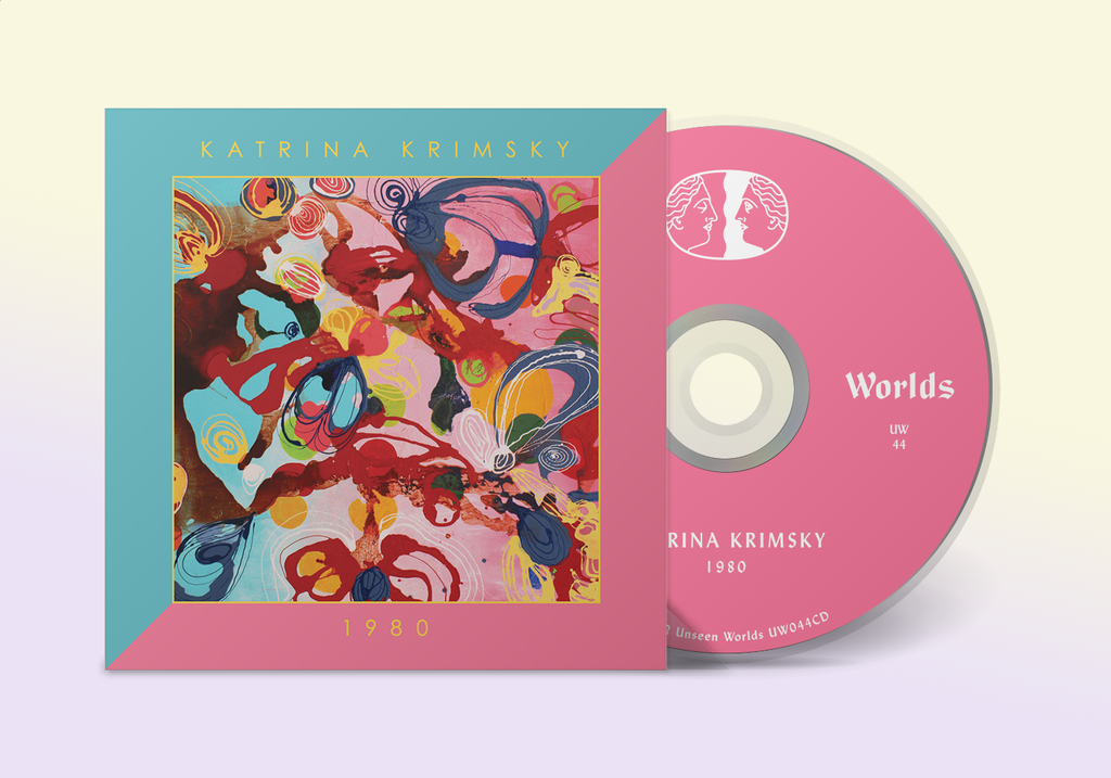 CD for Katrina Krimsky - 1980, showing the pink disc alongside the colorful abstract expressionist cover