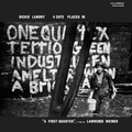 Album cover for Dickie Landry - 4 Cuts Placed in "A First Quarter", a black-and-white still from the Lawrence Weiner film showing a figure carrying a bucket past a painted brick wall