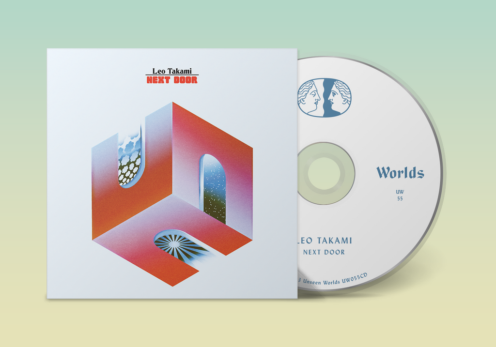 CD for Leo Takami - Next Door, showing the disc alongside the surreal isometric illustration cover